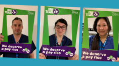 Members of UNISON Hull and East Riding Health Branch campaign for an early £2k pay rise for NHS workeres