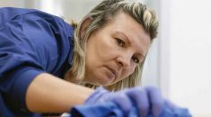 NHS staff cleaning